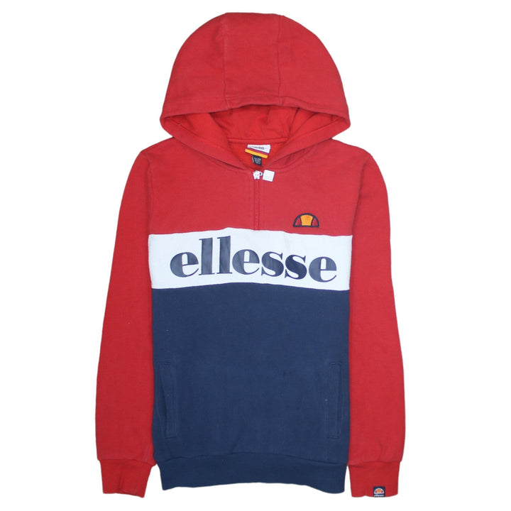 Ellesse Boys Red Blue Colourblock 12-13 Years Half Zip Hoodie Cotton Blend