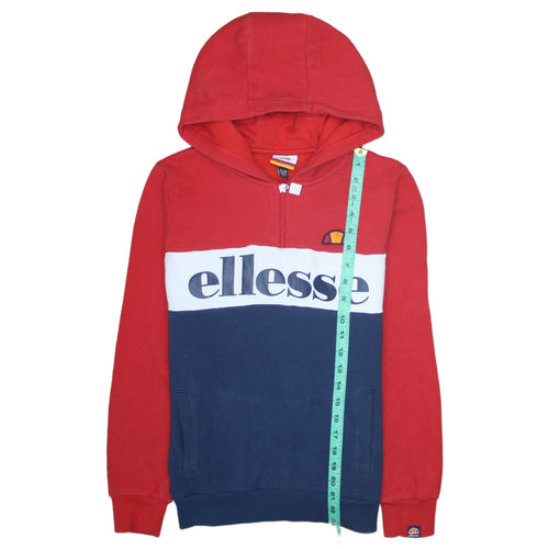 Ellesse Boys Red Blue Colourblock 12-13 Years Half Zip Hoodie Cotton Blend