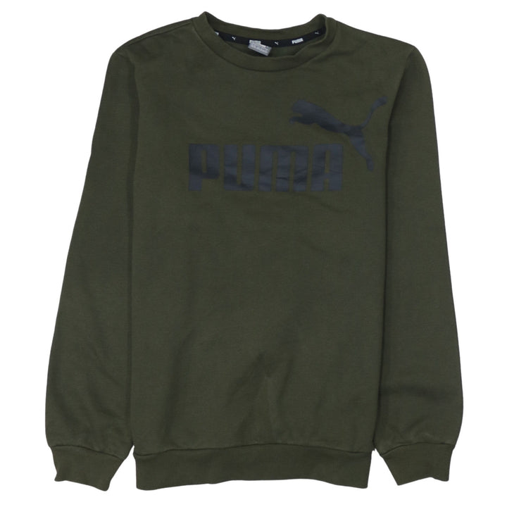 Puma Boys Green Crew Neck Pullover Sweatshirt 13-14 Years Logo Print