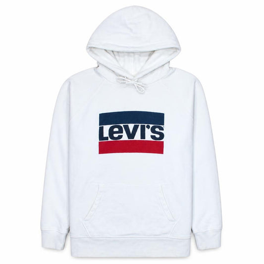 Front view of Levi's Men's White Logo Pullover Hoodie, size L