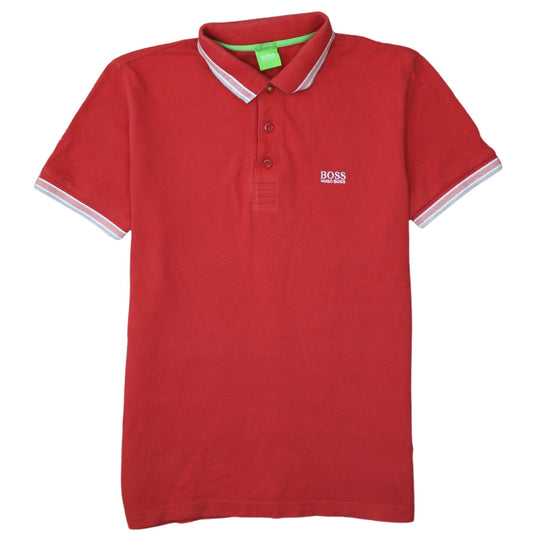 Hugo Boss Men's Red Modern Fit Cotton Polo Shirt Size S