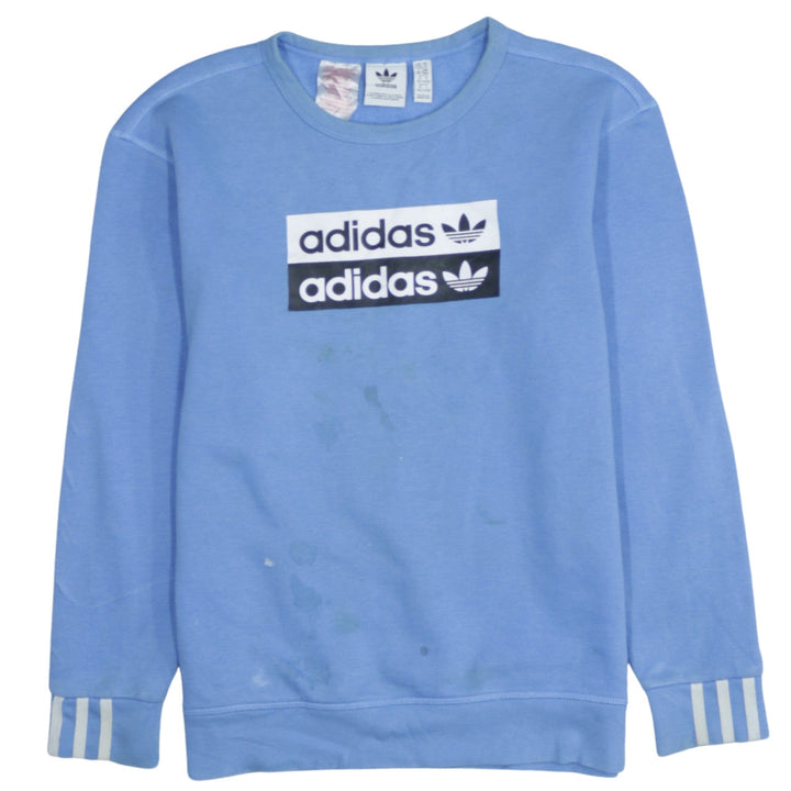Adidas Boys Blue Crew Neck Pullover Sweatshirt Size 11-12 Years