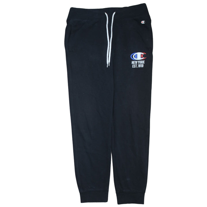 Champion Men's Black Medium Jogger Sweatpants Logo New York 1919