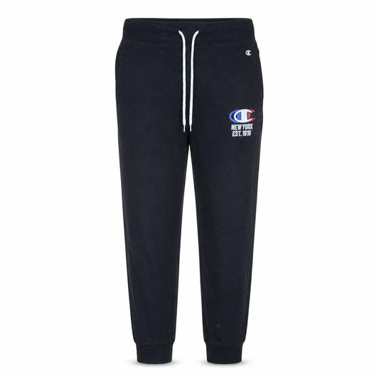 Front view of Champion Men's Black Medium Jogger Sweatpants Logo New York 1919