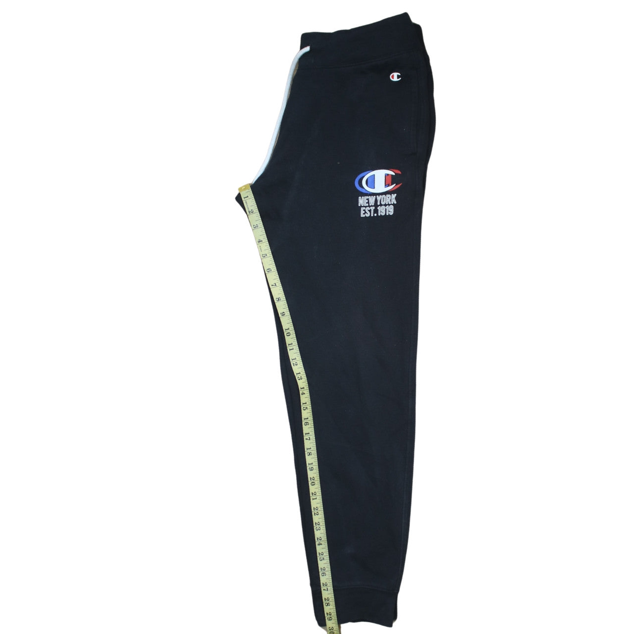 Champion Men's Black Medium Jogger Sweatpants Logo New York 1919