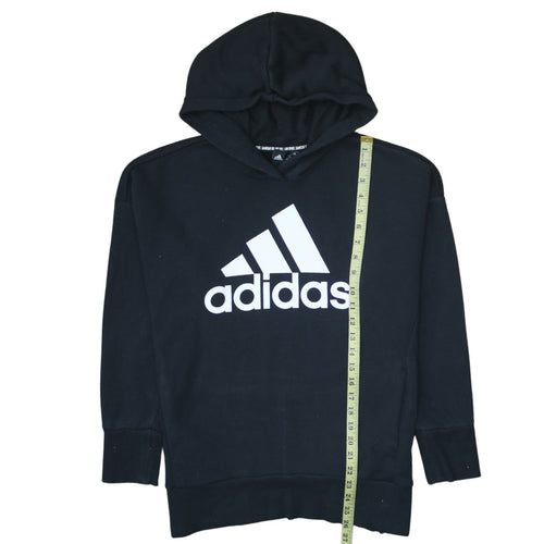 Adidas Women's Black Pullover Hoodie Size 12-14 Logo Cotton Blend