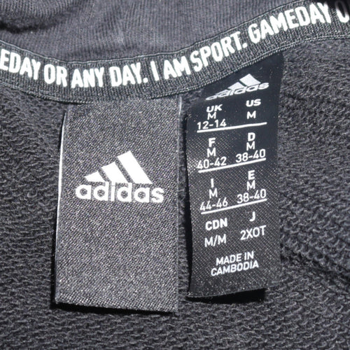 Adidas Women's Black Pullover Hoodie Size 12-14 Logo Cotton Blend