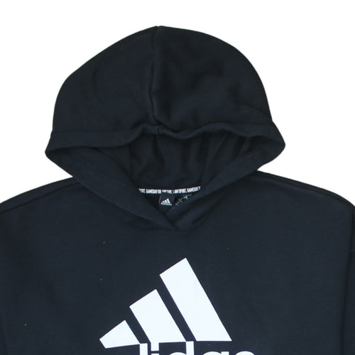 Adidas Women's Black Pullover Hoodie Size 12-14 Logo Cotton Blend