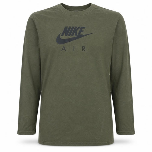 Front view of Nike Men's Green XS Pullover Sweatshirt Crew Neck Logo Cotton Top