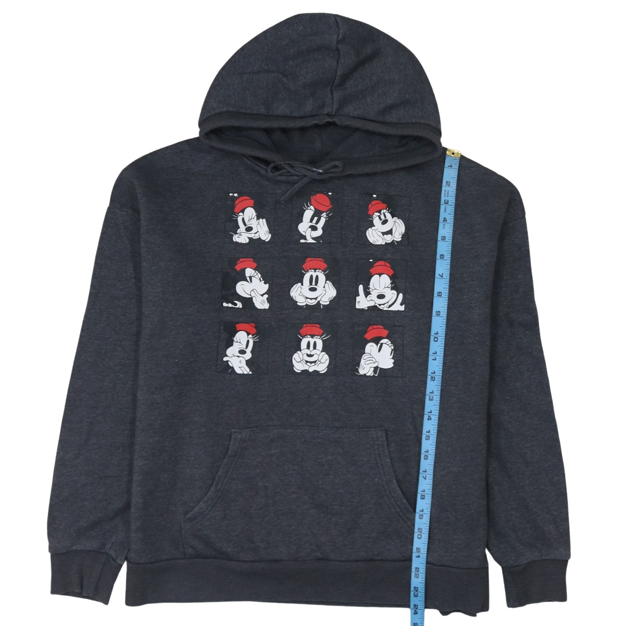 Disney Primark Womens Charcoal Hoodie Size L Graphic Minnie Print
