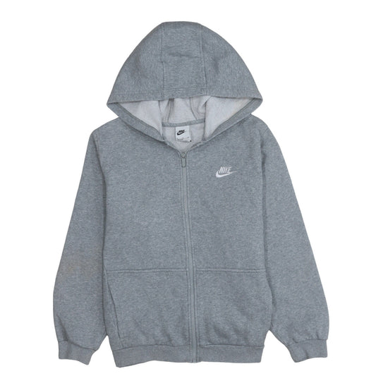 Nike Boys Grey Full Zip Hoodie XL 158-170cm Cotton Blend Zip Pocket