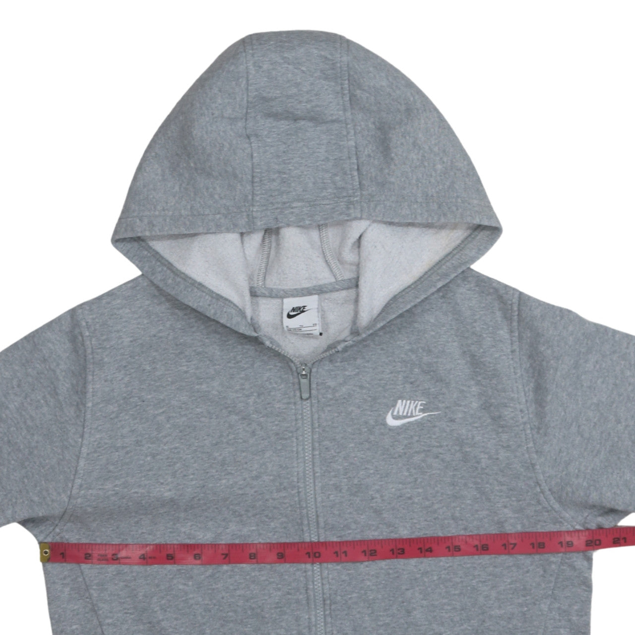Nike Boys Grey Full Zip Hoodie XL 158-170cm Cotton Blend Zip Pocket