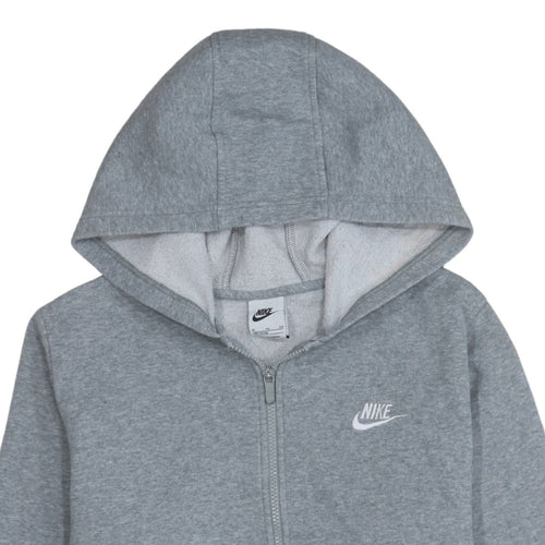 Nike Boys Grey Full Zip Hoodie XL 158-170cm Cotton Blend Zip Pocket