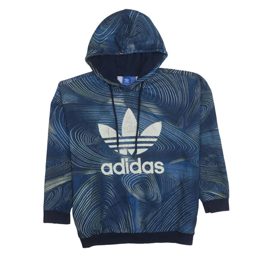 Adidas Womens Blue Graphic Pullover Hoodie Size 16