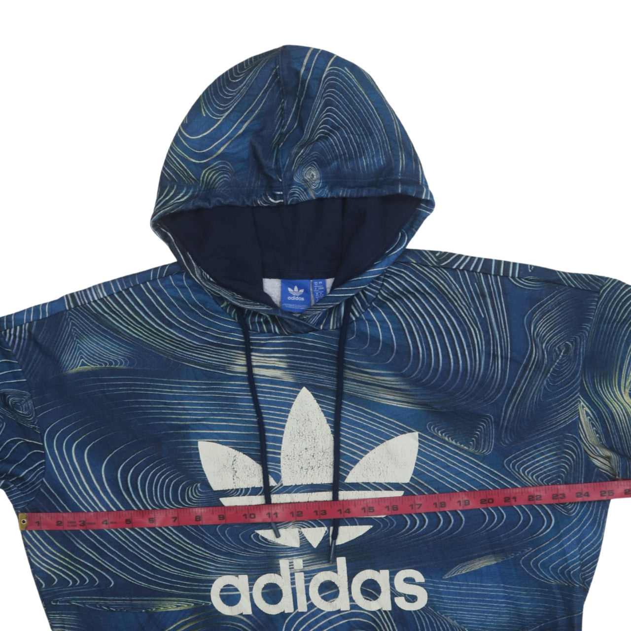 Adidas Womens Blue Graphic Pullover Hoodie Size 16