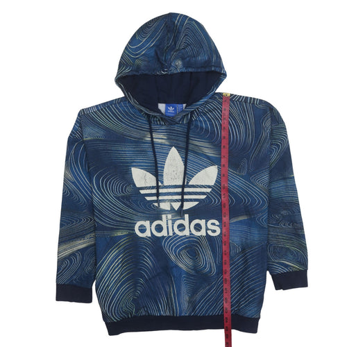 Adidas Womens Blue Graphic Pullover Hoodie Size 16