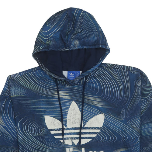 Adidas Womens Blue Graphic Pullover Hoodie Size 16