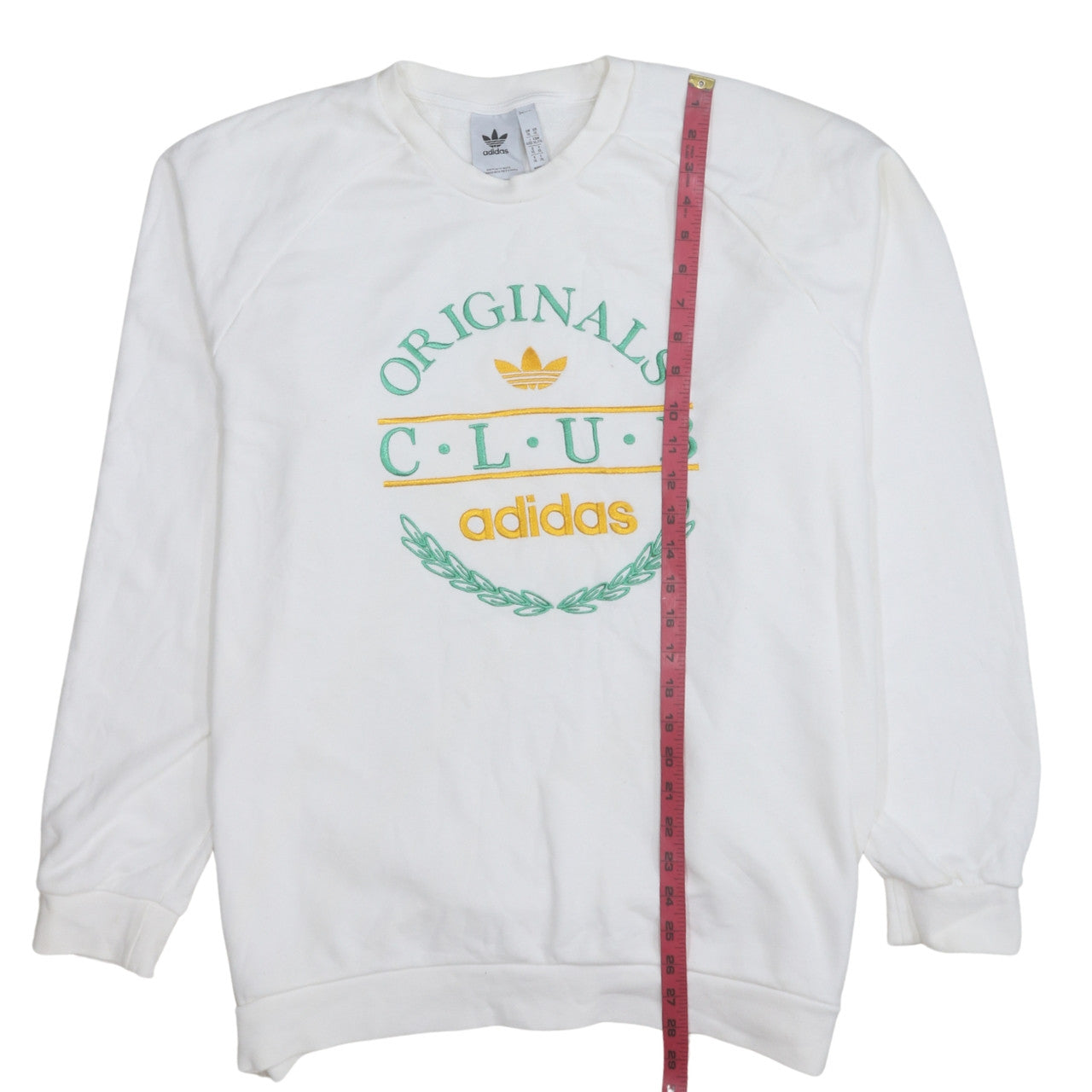 Adidas Men's White XL Originals Club Embroidered Pullover Sweatshirt