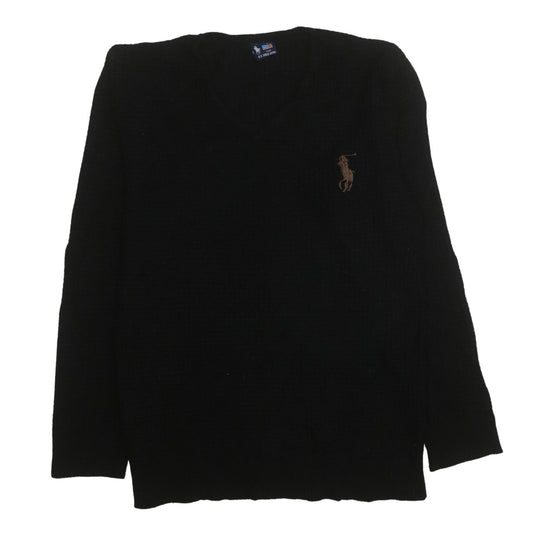 U.S. Polo Assn. Men's Black Wool V-Neck Jumper Medium