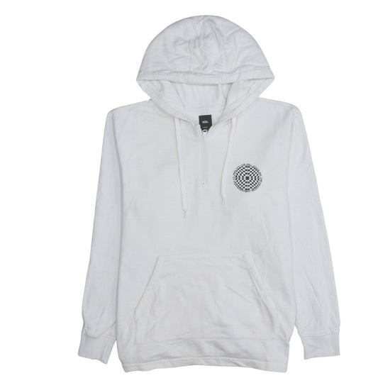 Vans Men's White Medium 1/2 Zip Hoodie With Checker Logo