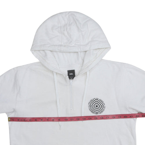 Vans Men's White Medium 1/2 Zip Hoodie With Checker Logo
