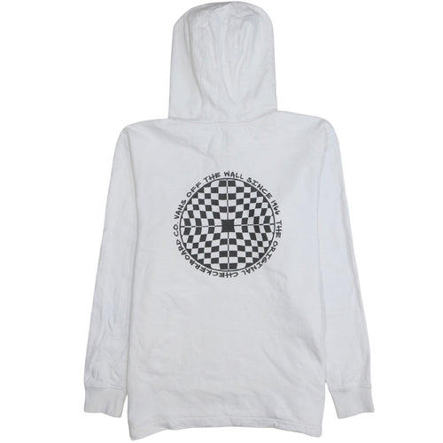 Vans Men's White Medium 1/2 Zip Hoodie With Checker Logo