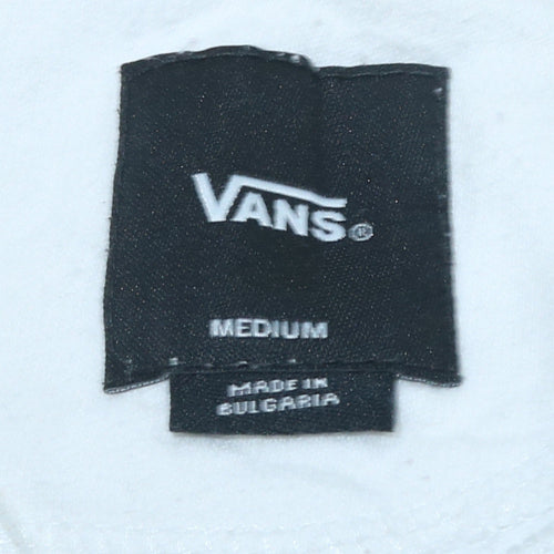Vans Men's White Medium 1/2 Zip Hoodie With Checker Logo