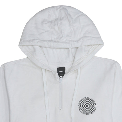 Vans Men's White Medium 1/2 Zip Hoodie With Checker Logo