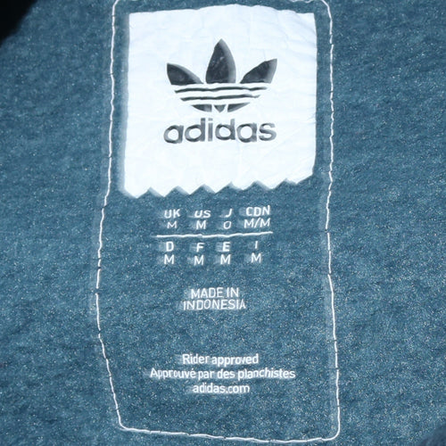 Adidas Men's Blue Pullover Hoodie Medium Graphic Print Fleece