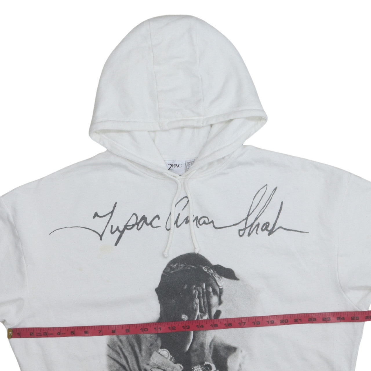 2Pac Womens White Hoodie Size Small Drawstring Hooded Pullover Graphic Print