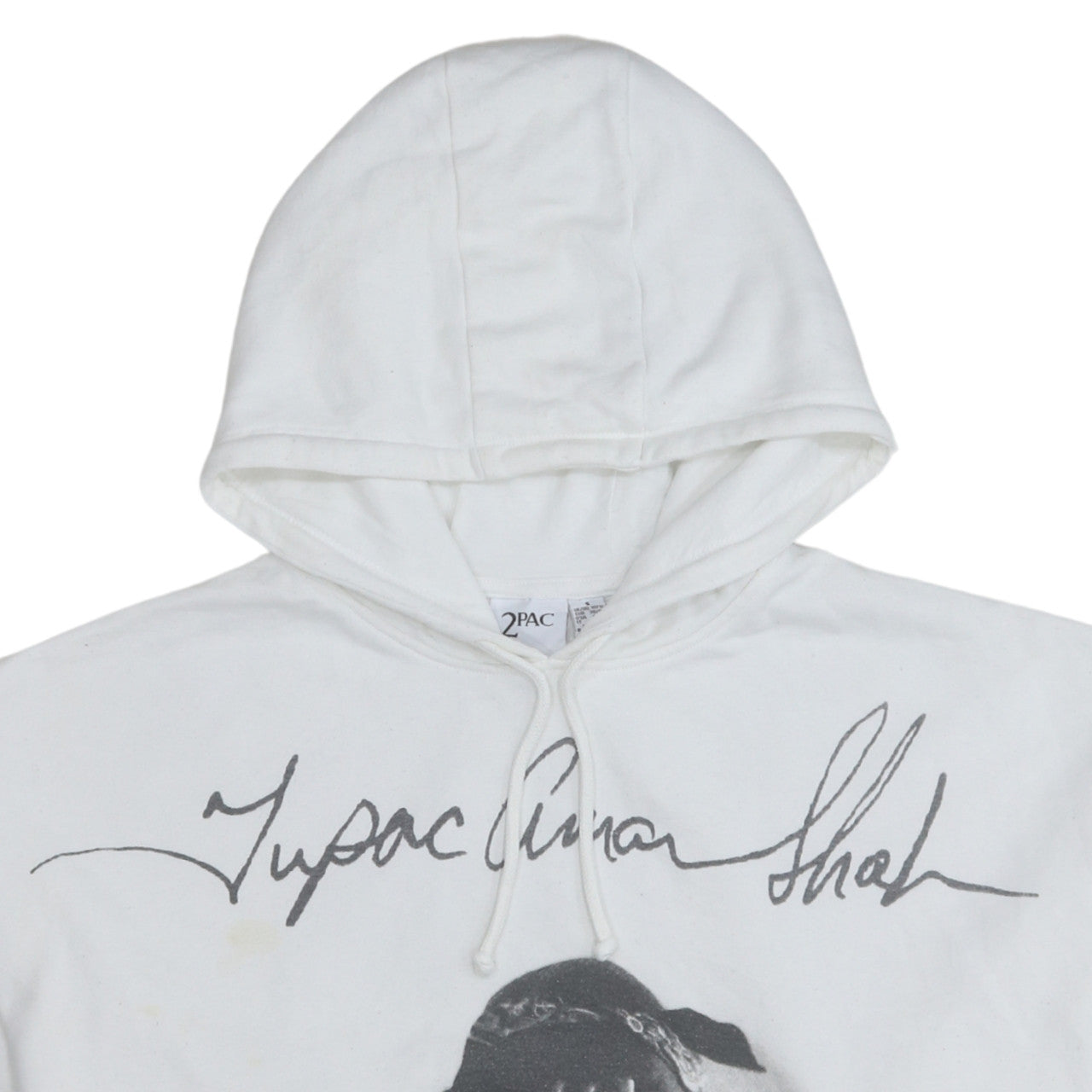 2Pac Womens White Hoodie Size Small Drawstring Hooded Pullover Graphic Print