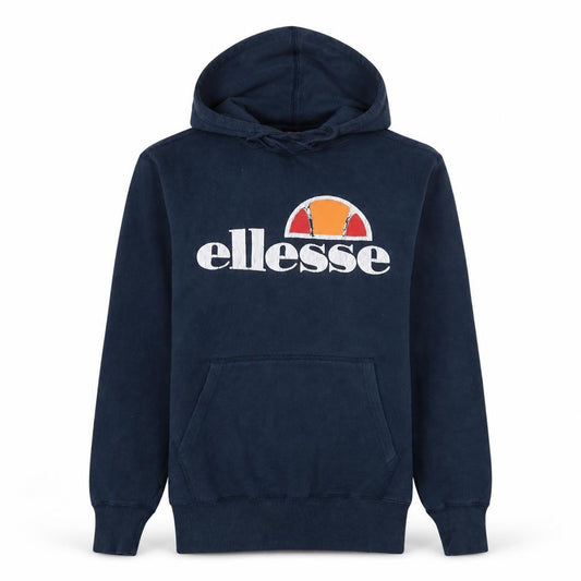 Front view of Ellesse men’s blue pullover hoodie s regular fit graphic logo