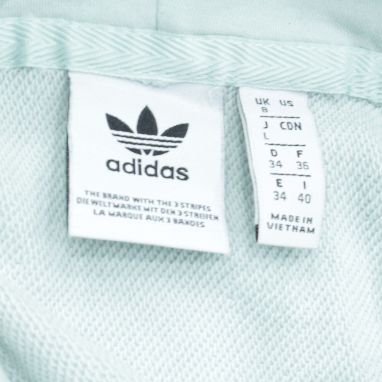 Adidas Women Mint Green Hooded Pullover Sweatshirt Size 8 Cotton Blend