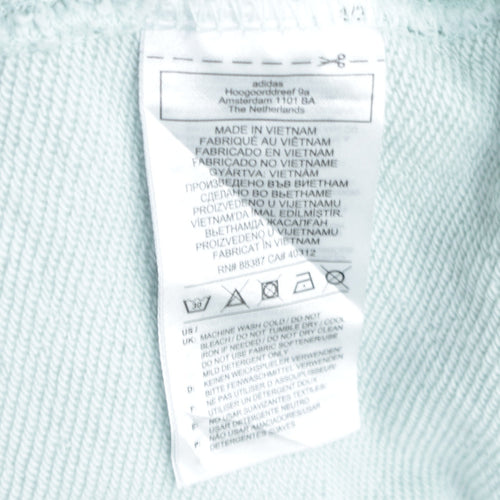 Adidas Women Mint Green Hooded Pullover Sweatshirt Size 8 Cotton Blend