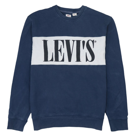 Levi's Mens Blue Logo Crew Neck Pullover Sweatshirt Size L