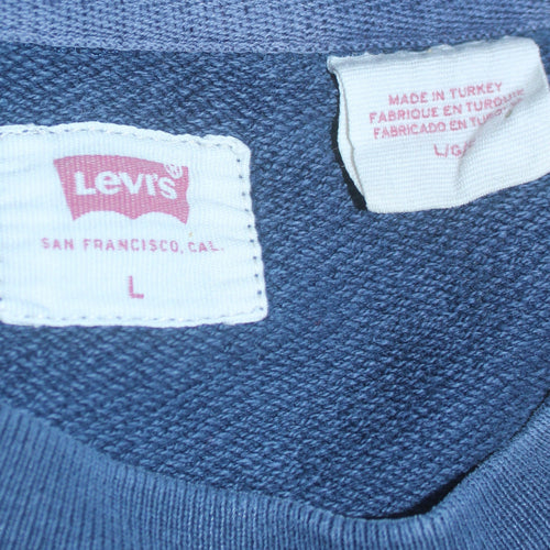Levi's Mens Blue Logo Crew Neck Pullover Sweatshirt Size L
