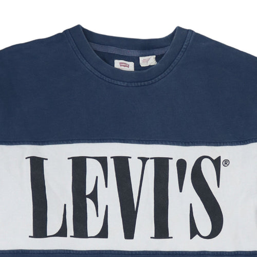 Levi's Mens Blue Logo Crew Neck Pullover Sweatshirt Size L