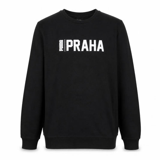 Front view of Puma Men's Black Praha Logo Pullover Sweatshirt L