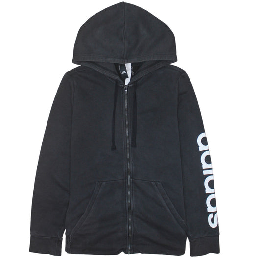 Adidas Women's Black Full Zip Hoodie L Hooded Sweatshirt