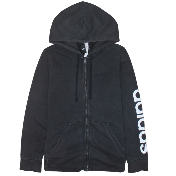 Adidas Women's Black Full Zip Hoodie L Hooded Sweatshirt