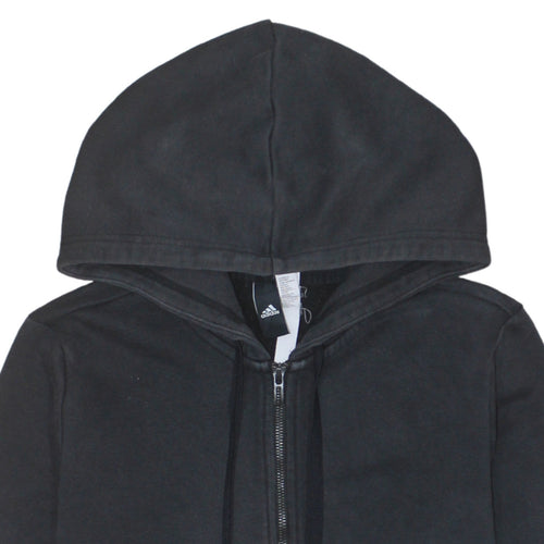 Adidas Women's Black Full Zip Hoodie L Hooded Sweatshirt