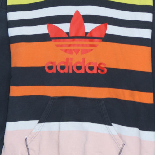 Adidas Womens Multicoloured Striped Pullover Hoodie Size M