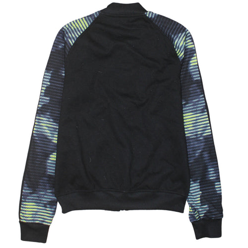 Adidas Womens Black XS Full Zip Hoodie with Patterned Sleeves
