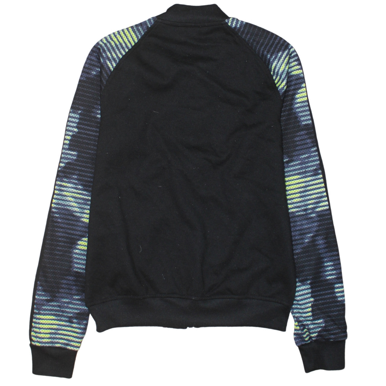 Adidas Womens Black XS Full Zip Hoodie with Patterned Sleeves