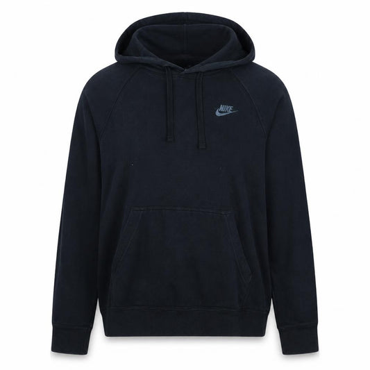 Front view of Nike Men's Black Pullover Hoodie Small Fleece Logo Sweatshirt