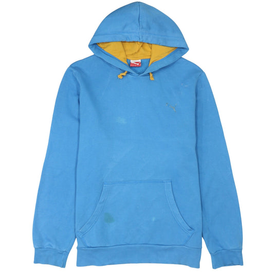 Puma Men's Blue Pullover Hoodie Size L with Logo Detail