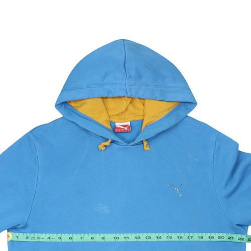 Puma Men's Blue Pullover Hoodie Size L with Logo Detail
