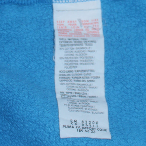 Puma Men's Blue Pullover Hoodie Size L with Logo Detail