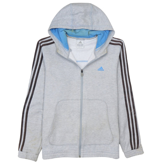 Adidas Men Grey Full Zip Hoodie Size M Regular Fit Sportswear
