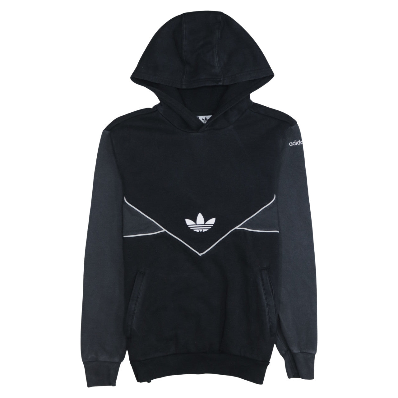 Adidas Boys Black Pullover Hoodie 13-14 Years Graphic Print Cotton Blend